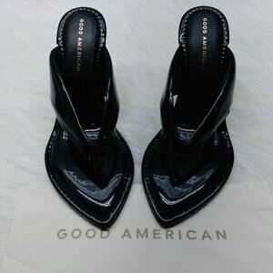 Good American Clear Wedge Black Sandal Heels GA077P-X
